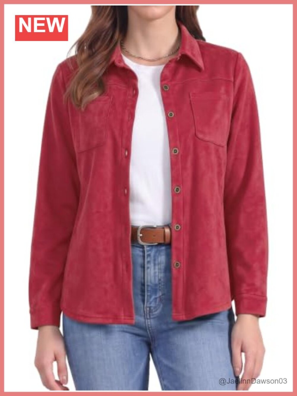 Faux Suede Button Down Shirt Long Sleeve Women's Blouse